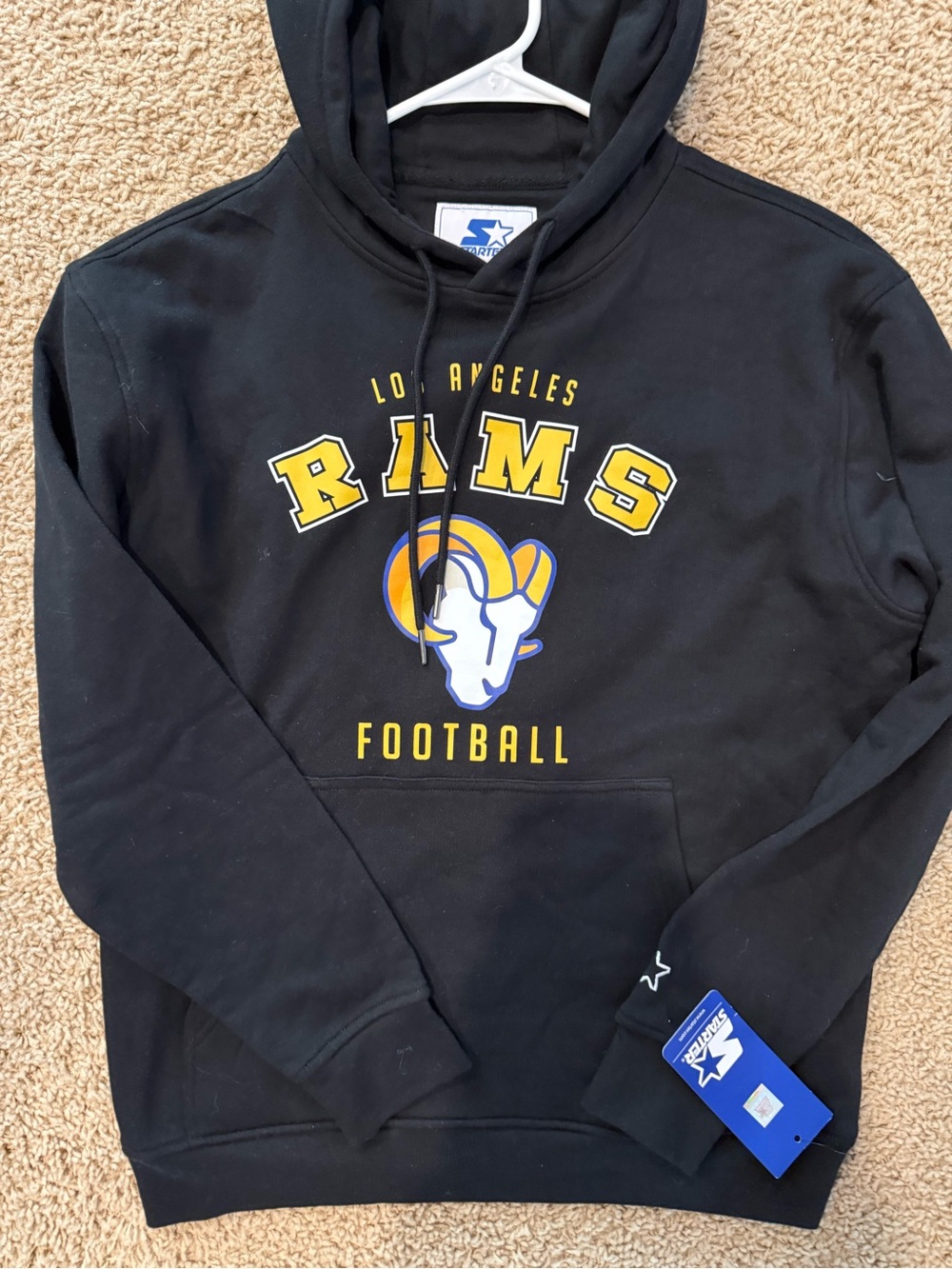 STARTER Los Angeles Rams Black Hoodie with Yellow & Blue Logo